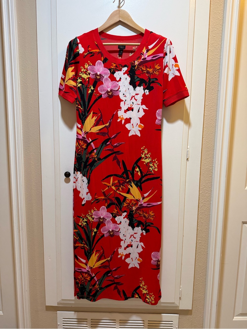 G.I.L.I. Red Floral Tropical Midi Dress